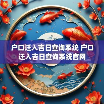 户口迁入吉日查询系统 户口迁入吉日查询系统官网