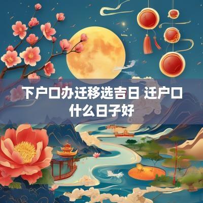 下户口办迁移选吉日 迁户口什么日子好