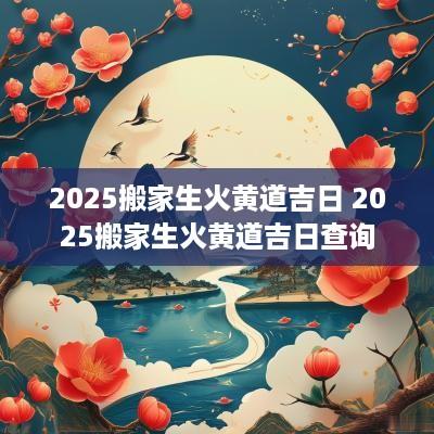 2025搬家生火黄道吉日 2025搬家生火黄道吉日查询