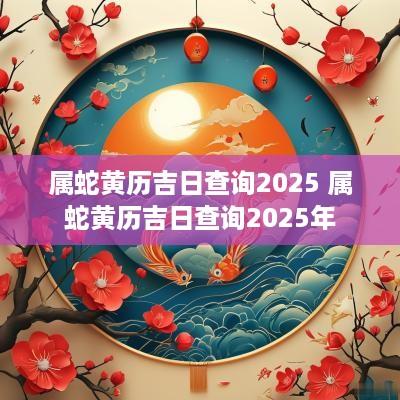 属蛇黄历吉日查询2025 属蛇黄历吉日查询2025年