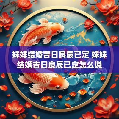 妹妹结婚吉日良辰已定 妹妹结婚吉日良辰已定怎么说