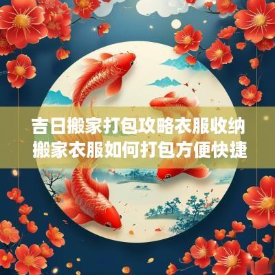 吉日搬家打包攻略衣服收纳 搬家衣服如何打包方便快捷