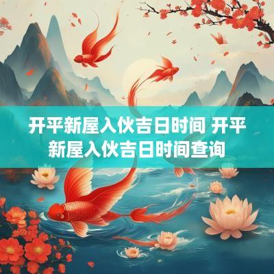 开平新屋入伙吉日时间 开平新屋入伙吉日时间查询