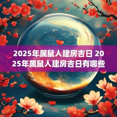 2025年属鼠人建房吉日 2025年属鼠人建房吉日有哪些