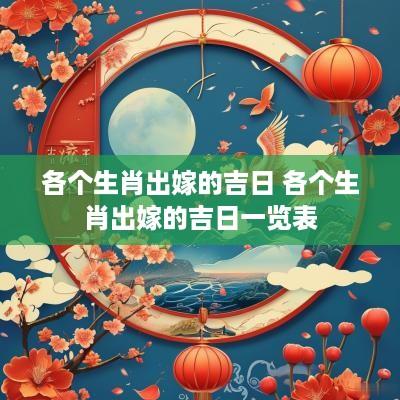各个生肖出嫁的吉日 各个生肖出嫁的吉日一览表