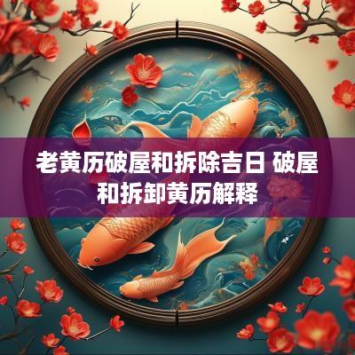 老黄历破屋和拆除吉日 破屋和拆卸黄历解释