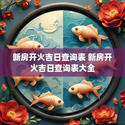 新房开火吉日查询表 新房开火吉日查询表大全