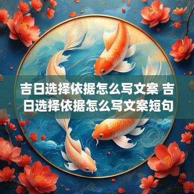 吉日选择依据怎么写文案 吉日选择依据怎么写文案短句