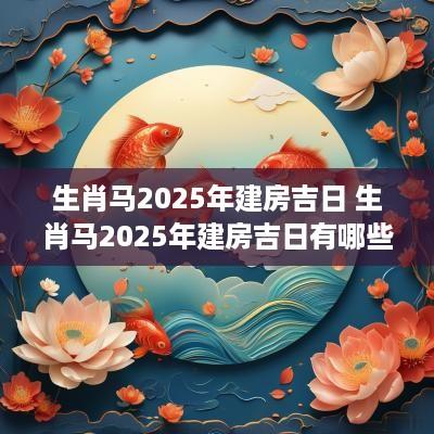 生肖马2025年建房吉日 生肖马2025年建房吉日有哪些