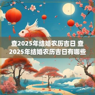 查2025年结婚农历吉日 查2025年结婚农历吉日有哪些