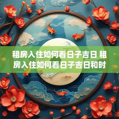 租房入住如何看日子吉日 租房入住如何看日子吉日和时辰