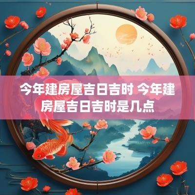 今年建房屋吉日吉时 今年建房屋吉日吉时是几点