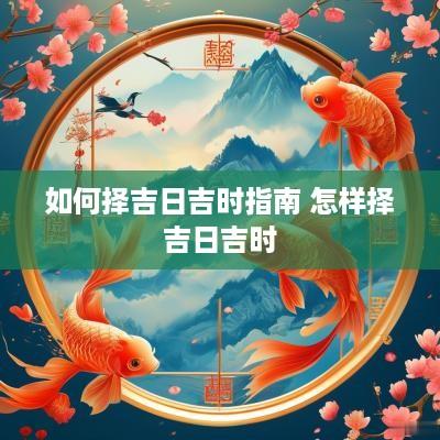如何择吉日吉时指南 怎样择吉日吉时