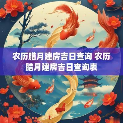 农历腊月建房吉日查询 农历腊月建房吉日查询表