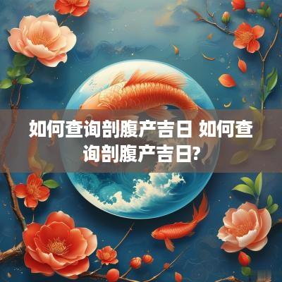如何查询剖腹产吉日 如何查询剖腹产吉日?