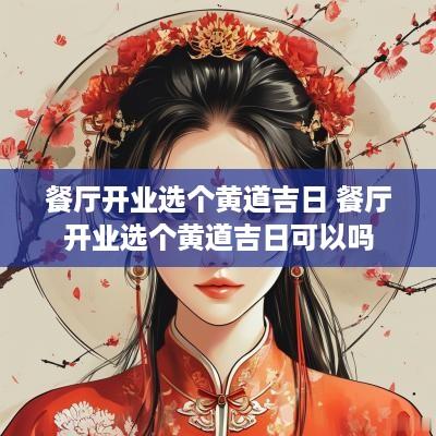 餐厅开业选个黄道吉日 餐厅开业选个黄道吉日可以吗