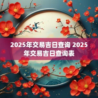 2025年交易吉日查询 2025年交易吉日查询表