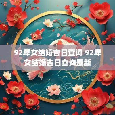 92年女结婚吉日查询 92年女结婚吉日查询最新