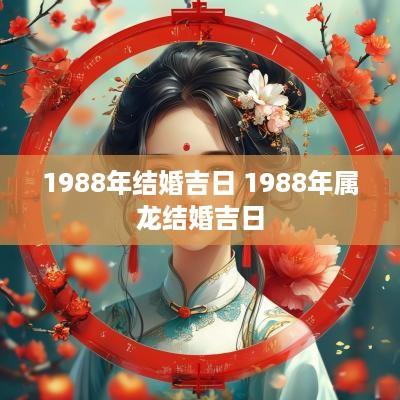 1988年结婚吉日 1988年属龙结婚吉日