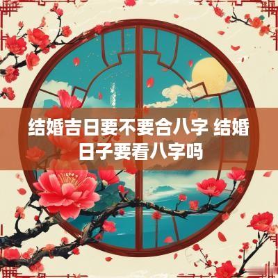 结婚吉日要不要合八字 结婚日子要看八字吗