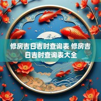 修房吉日吉时查询表 修房吉日吉时查询表大全