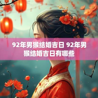 92年男猴结婚吉日 92年男猴结婚吉日有哪些