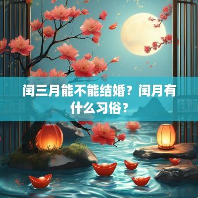 闰三月能不能结婚？闰月有什么习俗？