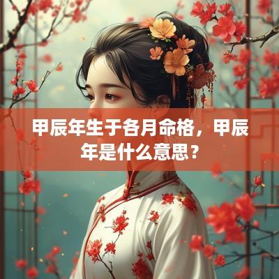 甲辰年生于各月命格，甲辰年是什么意思？