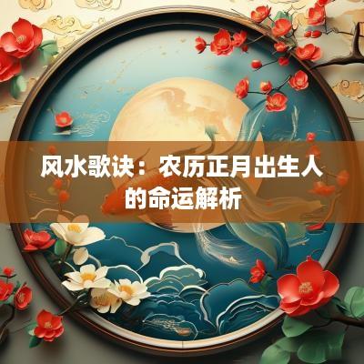 风水歌诀：农历正月出生人的命运解析