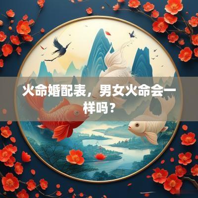 火命婚配表，男女火命会一样吗？