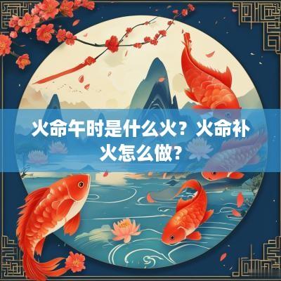 火命午时是什么火？火命补火怎么做？
