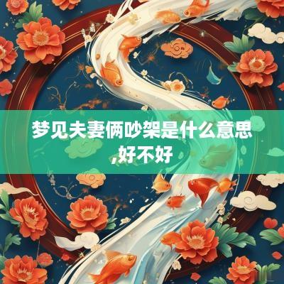 梦见夫妻俩吵架是什么意思,好不好