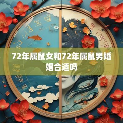 72年属鼠女和72年属鼠男婚姻合适吗