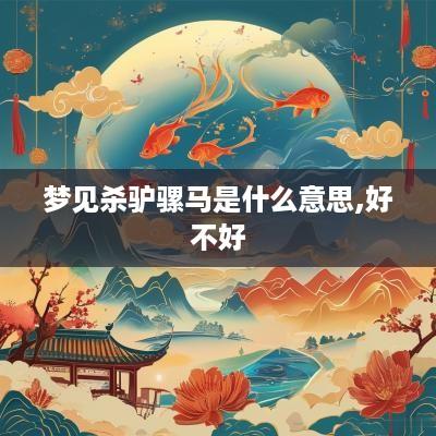 梦见杀驴骡马是什么意思,好不好