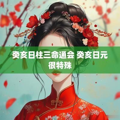 癸亥日柱三命通会 癸亥日元很特殊