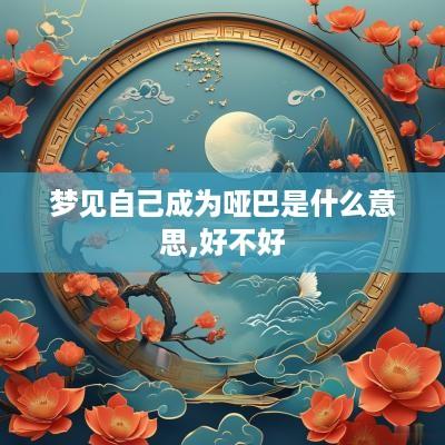 梦见自己成为哑巴是什么意思,好不好