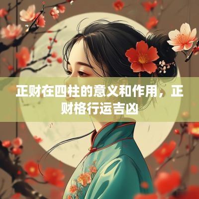 正财在四柱的意义和作用，正财格行运吉凶
