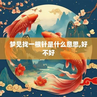 梦见找一根针是什么意思,好不好