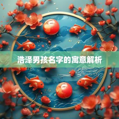 浩泽男孩名字的寓意解析