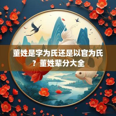董姓是字为氏还是以官为氏？董姓辈分大全