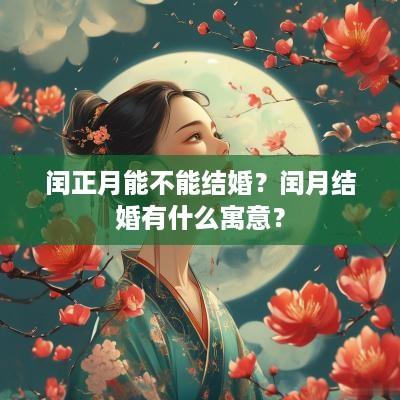 闰正月能不能结婚？闰月结婚有什么寓意？