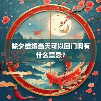 除夕结婚当天可以回门吗有什么禁忌？