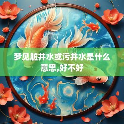 梦见脏井水或污井水是什么意思,好不好