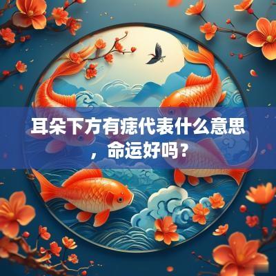 耳朵下方有痣代表什么意思，命运好吗？