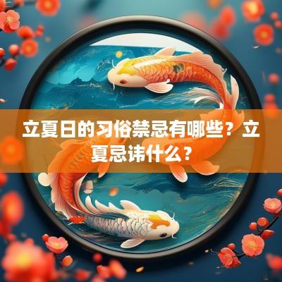 立夏日的习俗禁忌有哪些？立夏忌讳什么？