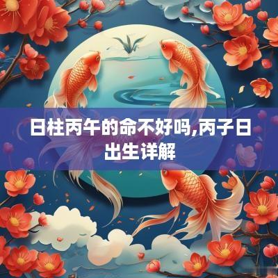 日柱丙午的命不好吗,丙子日出生详解