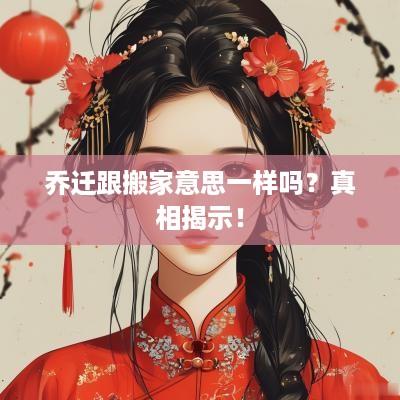 乔迁跟搬家意思一样吗？真相揭示！