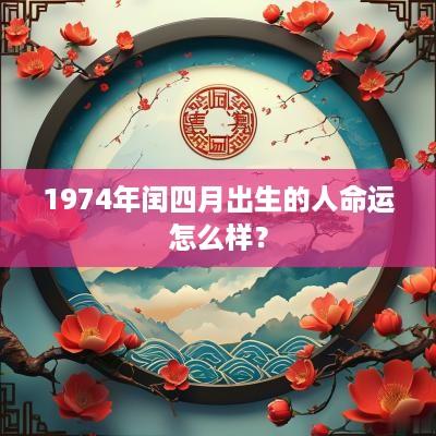 1974年闰四月出生的人命运怎么样？