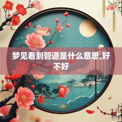 梦见看到管道是什么意思,好不好