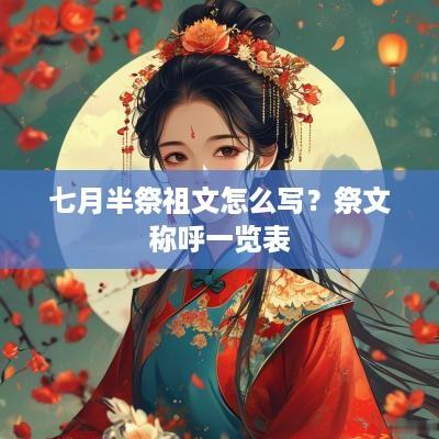 七月半祭祖文怎么写？祭文称呼一览表